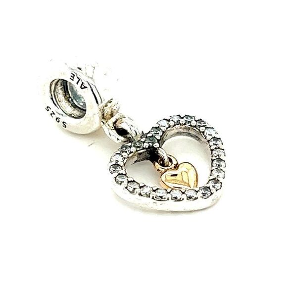 COPY - Pandora Two-Tone Heart Cz Dangle Charm - Picture 1 of 4